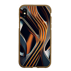 Чехол iPhone XS Max матовый Слияние красок оранжевого и чёрного абстракция