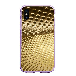 Чехол iPhone XS Max матовый Золотая сетка абстракция, цвет: 3D-сиреневый