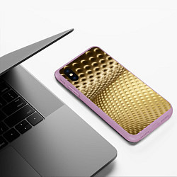 Чехол iPhone XS Max матовый Золотая сетка абстракция, цвет: 3D-сиреневый — фото 2