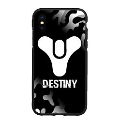 Чехол iPhone XS Max матовый Destiny glitch на темном фоне, цвет: 3D-черный