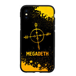 Чехол iPhone XS Max матовый Megadeth - gold gradient, цвет: 3D-черный