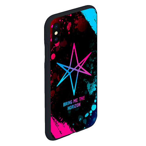 Чехол iPhone XS Max матовый Bring Me the Horizon - neon gradient / 3D-Черный – фото 2