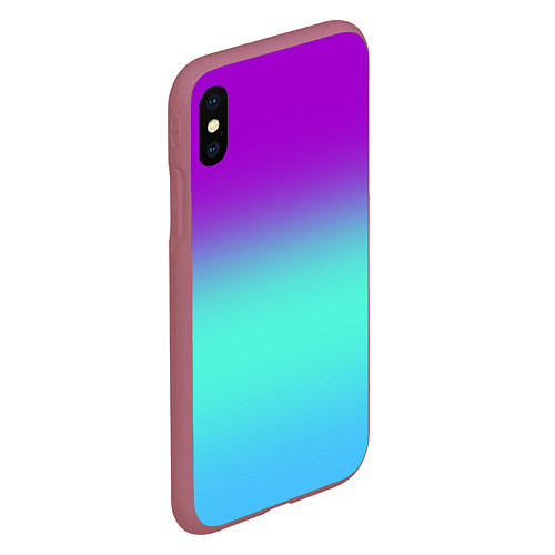 Чехол iPhone XS Max матовый Фиолетовый бирюзовый голубой неоновый градиент / 3D-Малиновый – фото 2