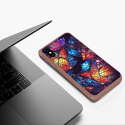 Чехол iPhone XS Max матовый Декоративный абстрактный узор, цвет: 3D-коричневый — фото 2