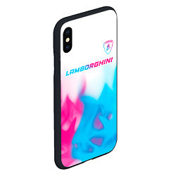 Чехол iPhone XS Max матовый Lamborghini neon gradient style посередине, цвет: 3D-черный — фото 2