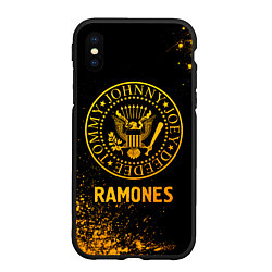 Чехол iPhone XS Max матовый Ramones - gold gradient, цвет: 3D-черный