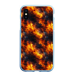 Чехол iPhone XS Max матовый Пламя огня паттерн, цвет: 3D-голубой