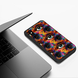 Чехол iPhone XS Max матовый Глаза рисунок паттерн, цвет: 3D-черный — фото 2