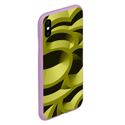 Чехол iPhone XS Max матовый Камуфляжные овалы и сеть, цвет: 3D-сиреневый — фото 2