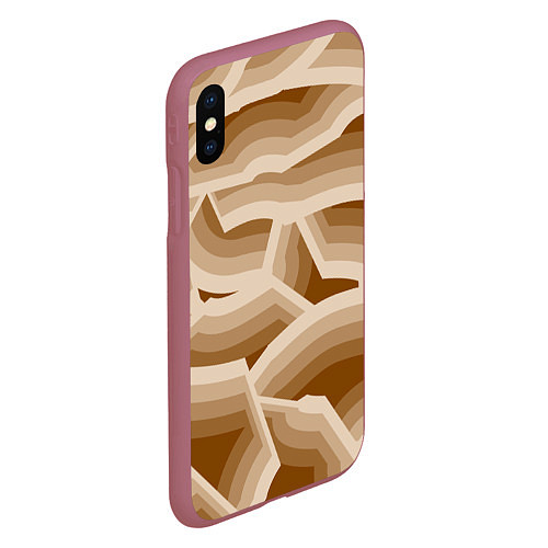 Чехол iPhone XS Max матовый Кофейные линии / 3D-Малиновый – фото 2