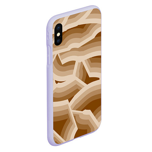 Чехол iPhone XS Max матовый Кофейные линии / 3D-Светло-сиреневый – фото 2