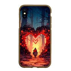 Чехол iPhone XS Max матовый Сердце в сердце на закате, цвет: 3D-коричневый