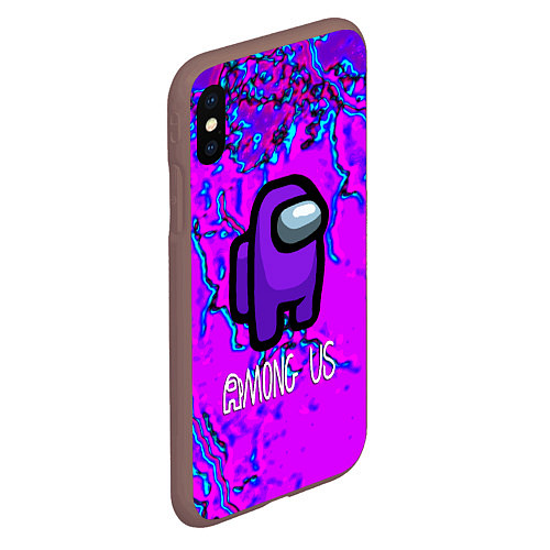 Чехол iPhone XS Max матовый Among us storm neon / 3D-Коричневый – фото 2