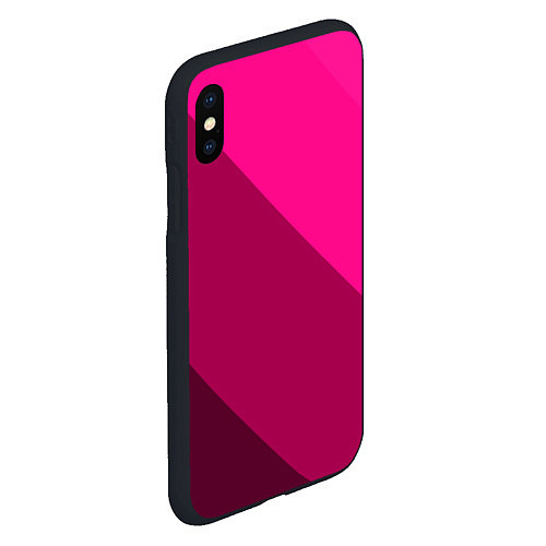 Чехол iPhone XS Max матовый Широкие розовые полосы / 3D-Черный – фото 2