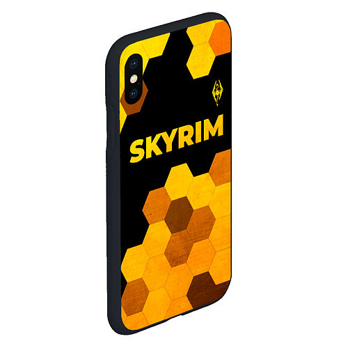 Чехол iPhone XS Max матовый Skyrim - gold gradient посередине / 3D-Черный – фото 2