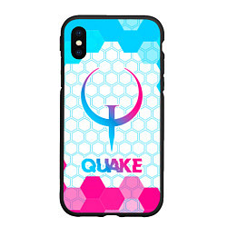 Чехол iPhone XS Max матовый Quake neon gradient style, цвет: 3D-черный