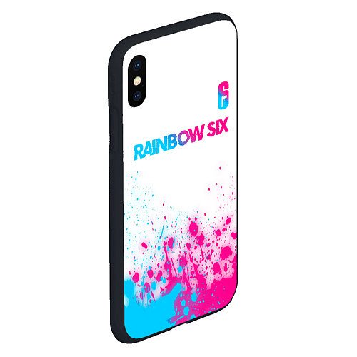 Чехол iPhone XS Max матовый Rainbow Six neon gradient style посередине / 3D-Черный – фото 2