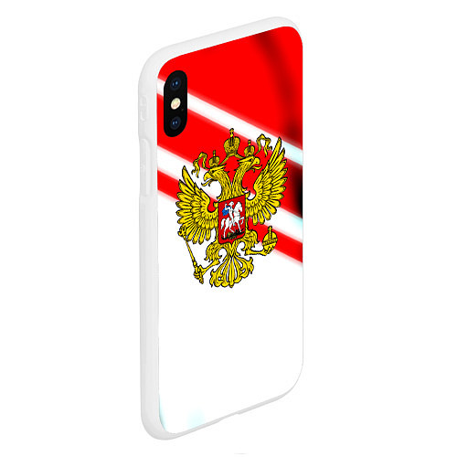 Чехол iPhone XS Max матовый Герб РФ спорт / 3D-Белый – фото 2