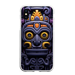 Чехол iPhone XS Max матовый Орнамент в стиле ацтеков, цвет: 3D-белый