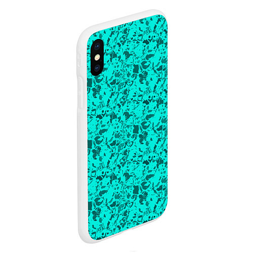 Чехол iPhone XS Max матовый Текстура камень цвета морской волны / 3D-Белый – фото 2