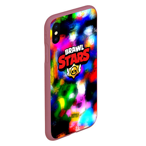 Чехол iPhone XS Max матовый Brawl stars все персонажи бравлеры / 3D-Малиновый – фото 2