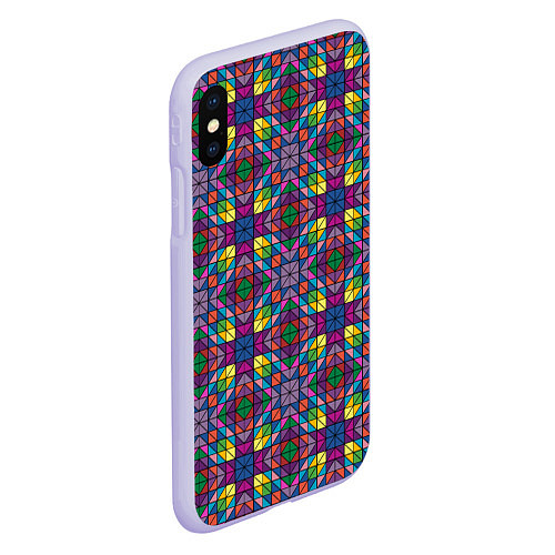 Чехол iPhone XS Max матовый Стеклянная мозаика / 3D-Светло-сиреневый – фото 2