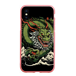 Чехол iPhone XS Max матовый Символ года зеленый дракон