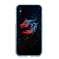 Чехол iPhone XS Max матовый Дракон млечный путь, цвет: 3D-голубой