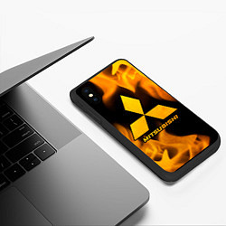 Чехол iPhone XS Max матовый Mitsubishi - gold gradient, цвет: 3D-черный — фото 2