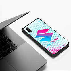 Чехол iPhone XS Max матовый Suzuki neon gradient style, цвет: 3D-черный — фото 2