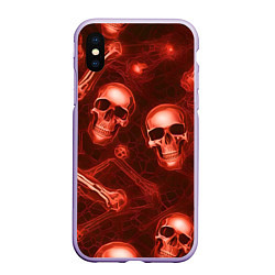 Чехол iPhone XS Max матовый Красные черепа и кости