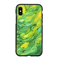 Чехол iPhone XS Max матовый Зелено желтая краска