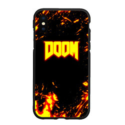 Чехол iPhone XS Max матовый Doom огненный марс, цвет: 3D-черный