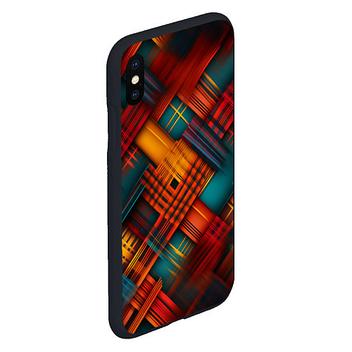 Чехол iPhone XS Max матовый Разноцветная клетка в шотландском стиле / 3D-Черный – фото 2