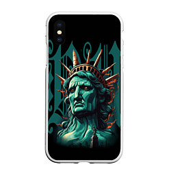 Чехол iPhone XS Max матовый Статуя свободы в New York США, цвет: 3D-белый