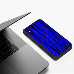 Чехол iPhone XS Max матовый Абстрактные полосы ультрамарин, цвет: 3D-черный — фото 2