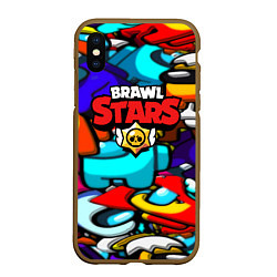 Чехол iPhone XS Max матовый Brawl stars mobile game brawlers, цвет: 3D-коричневый