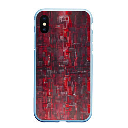 Чехол iPhone XS Max матовый Красный металл модерн, цвет: 3D-голубой