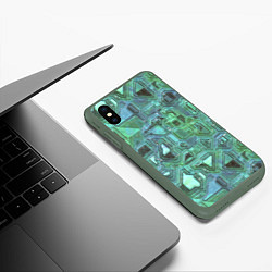 Чехол iPhone XS Max матовый Кибертехно, цвет: 3D-темно-зеленый — фото 2