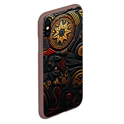 Чехол iPhone XS Max матовый Абстрактный узор в славянской стилистике, цвет: 3D-коричневый — фото 2