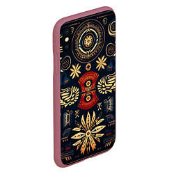 Чехол iPhone XS Max матовый Узор в славянском стиле, цвет: 3D-малиновый — фото 2