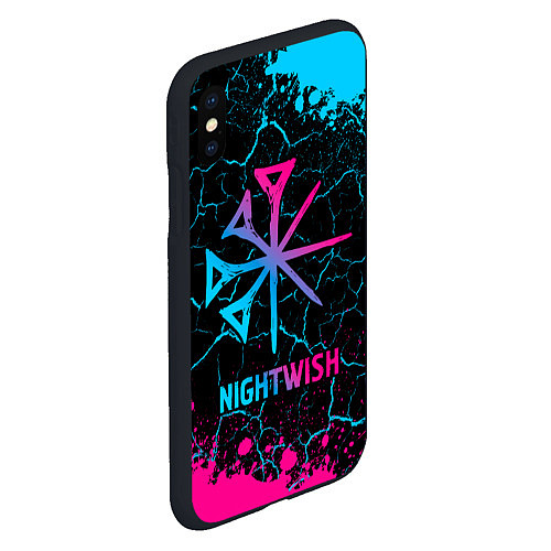 Чехол iPhone XS Max матовый Nightwish - neon gradient / 3D-Черный – фото 2