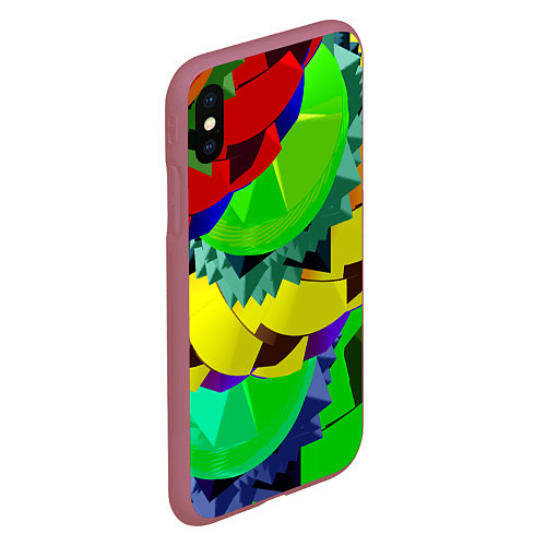 Чехол iPhone XS Max матовый Пластиковый хаос / 3D-Малиновый – фото 2