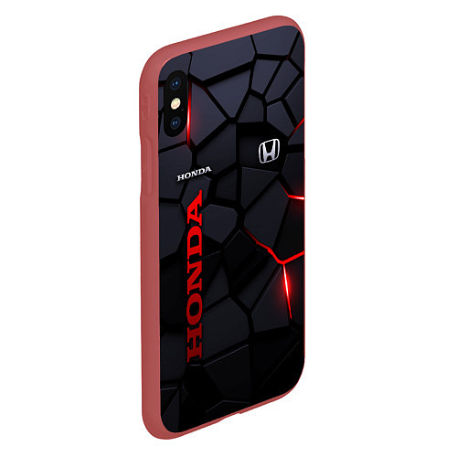 Чехол iPhone XS Max матовый Honda - плиты с эффектом свечения / 3D-Красный – фото 2