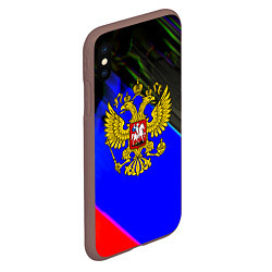 Чехол iPhone XS Max матовый Герб РФ патриотический стиль, цвет: 3D-коричневый — фото 2