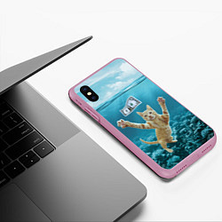 Чехол iPhone XS Max матовый Nirvana Cat, цвет: 3D-розовый — фото 2