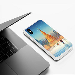 Чехол iPhone XS Max матовый Новогодняя елка на площади, цвет: 3D-белый — фото 2