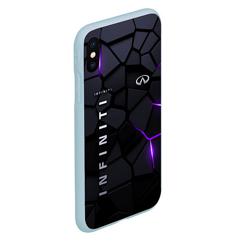 Чехол iPhone XS Max матовый Infiniti - плиты с эффектом свечения / 3D-Голубой – фото 2