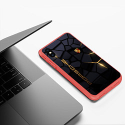 Чехол iPhone XS Max матовый Porsche - плиты с эффектом свечения, цвет: 3D-красный — фото 2