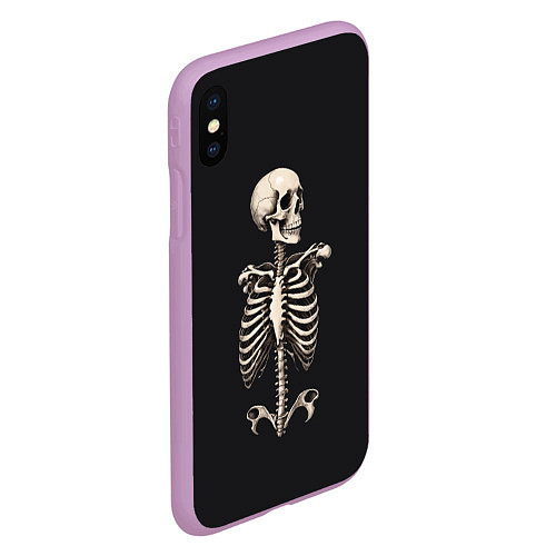 Чехол iPhone XS Max матовый Скелет улыбается / 3D-Сиреневый – фото 2